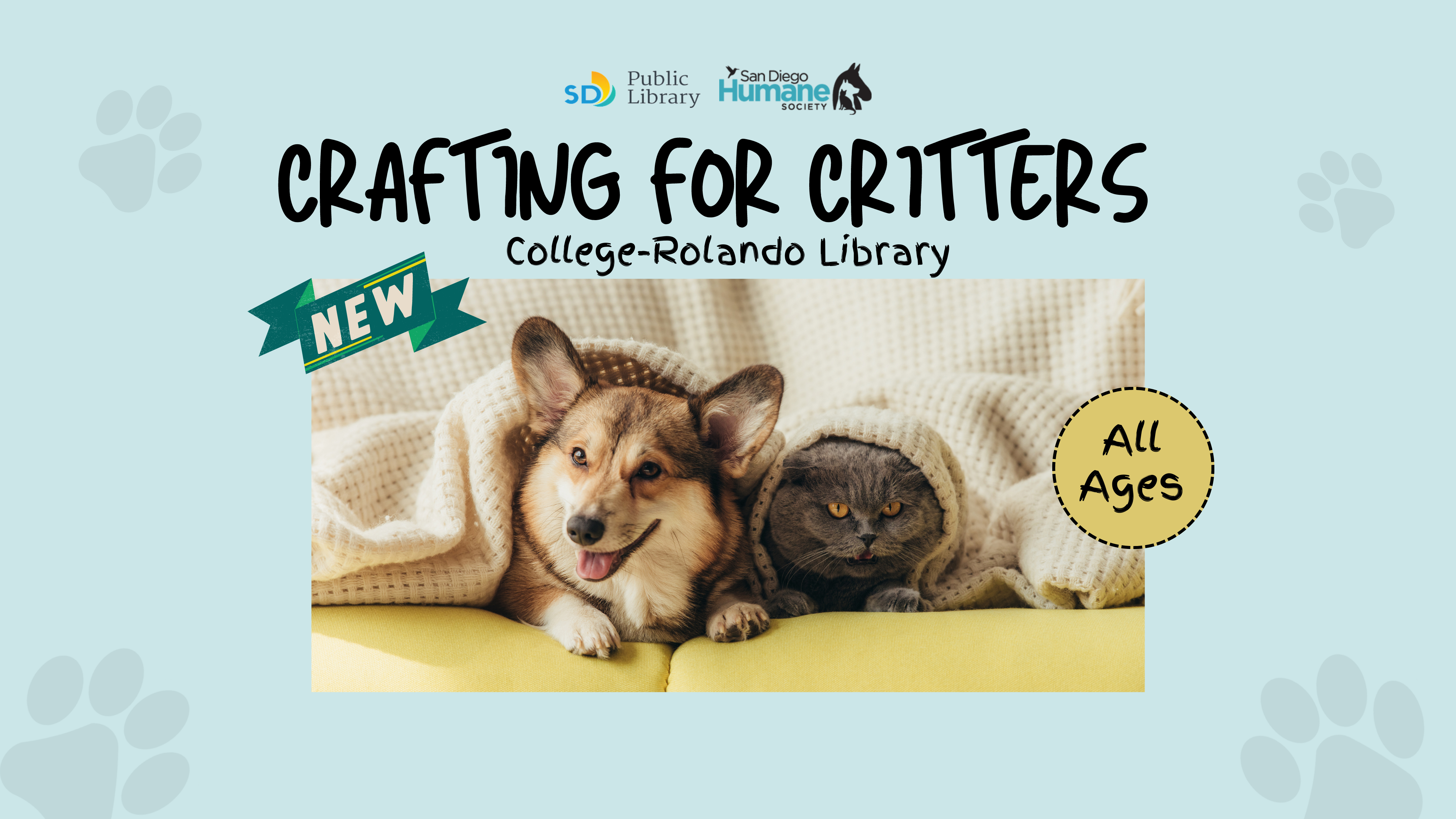 New Crafting for Critters College-Rolando Library All Ages Humane Society