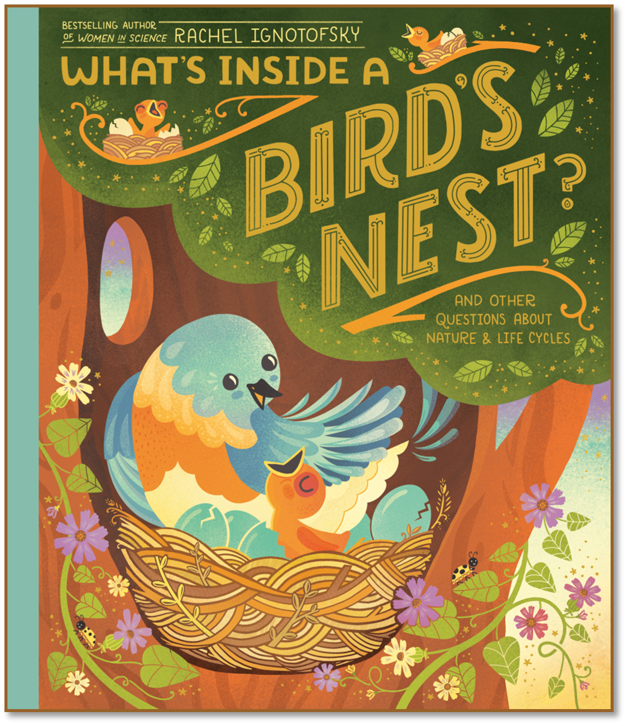 Book cover for title What's Inside a Bird's Nest? Cover shows a tree with a mother and baby bird in a nest.