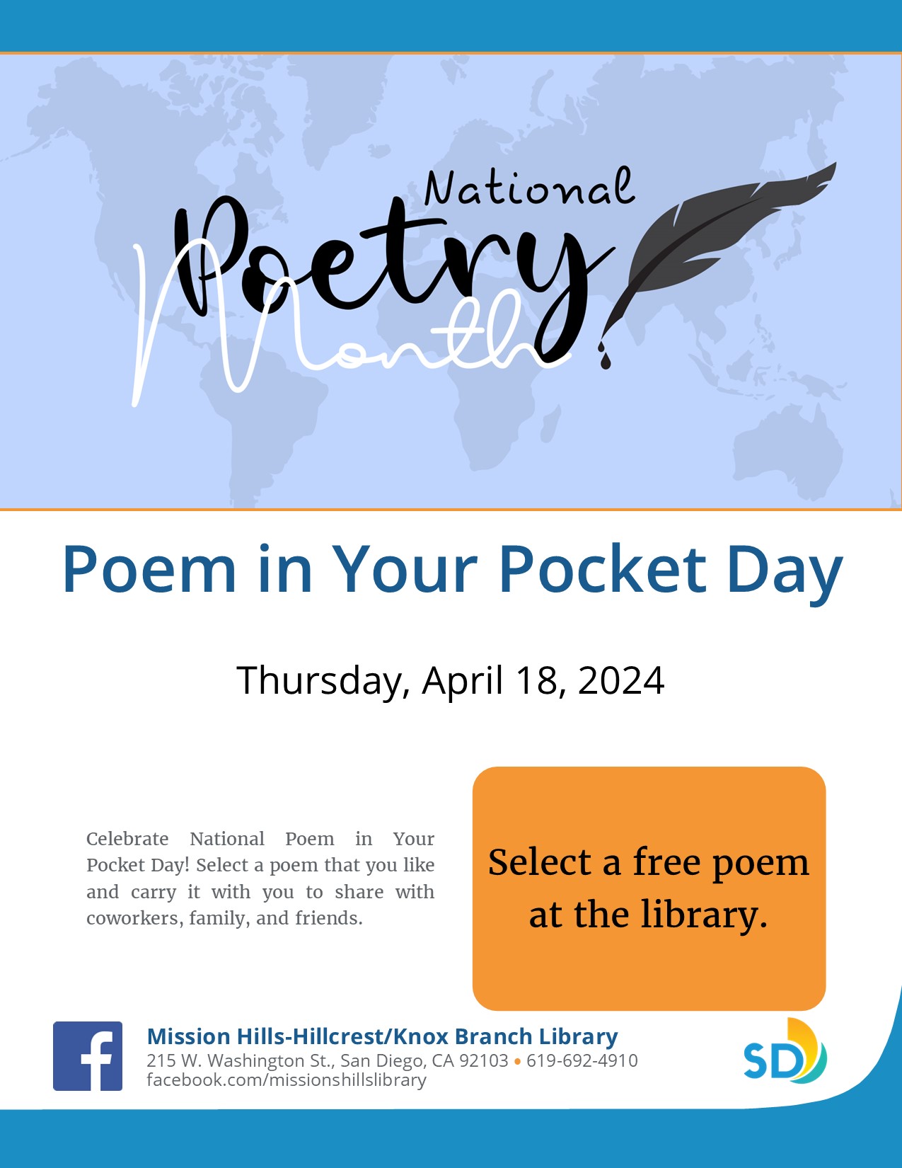 Flyer with details of Poem in Your Pocket Day