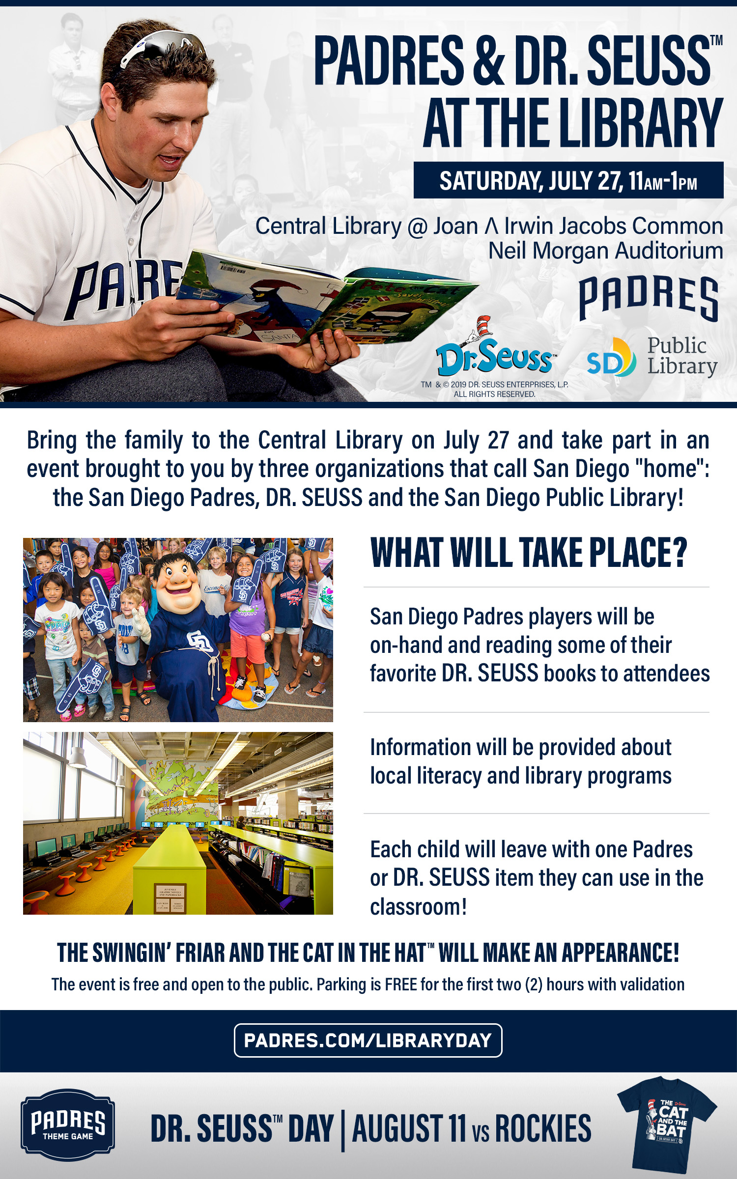 Padres and Dr. Seuss at the library