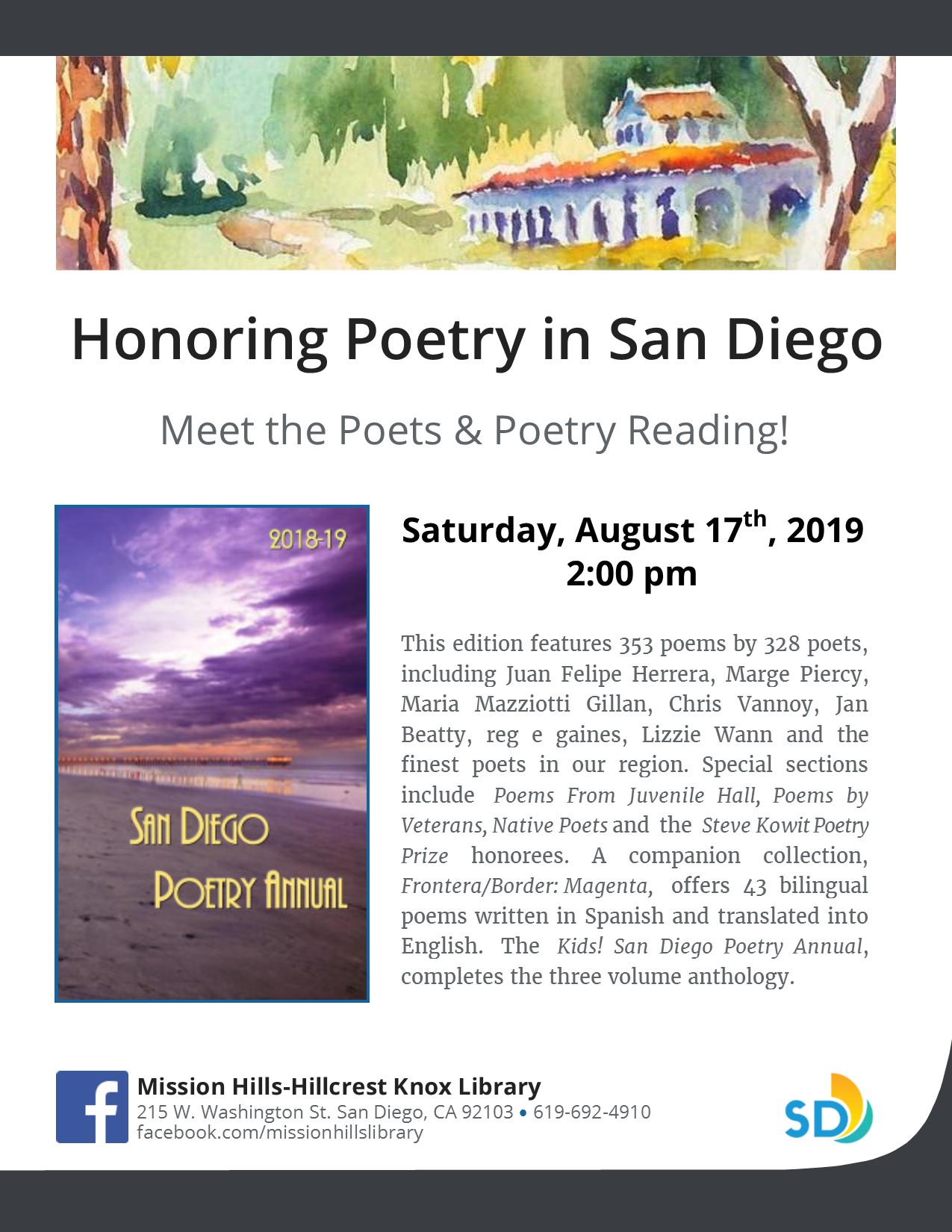 Cover of San Diego Poetry Annual Book and Description of Event