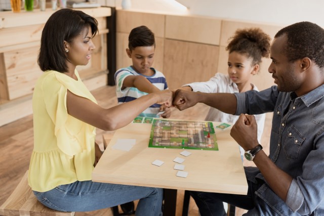 a family playing a game