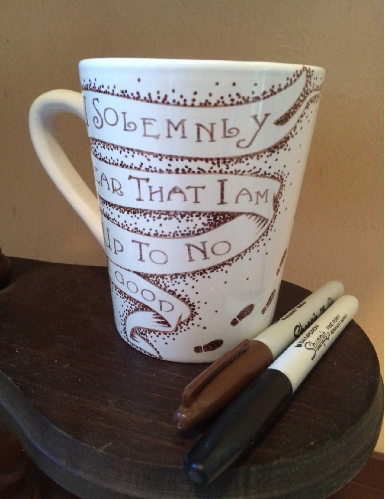 Mug decorated with permanent markers.