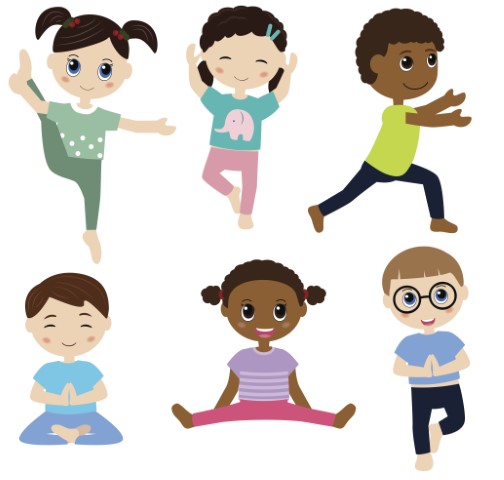 drawing of children doing yoga