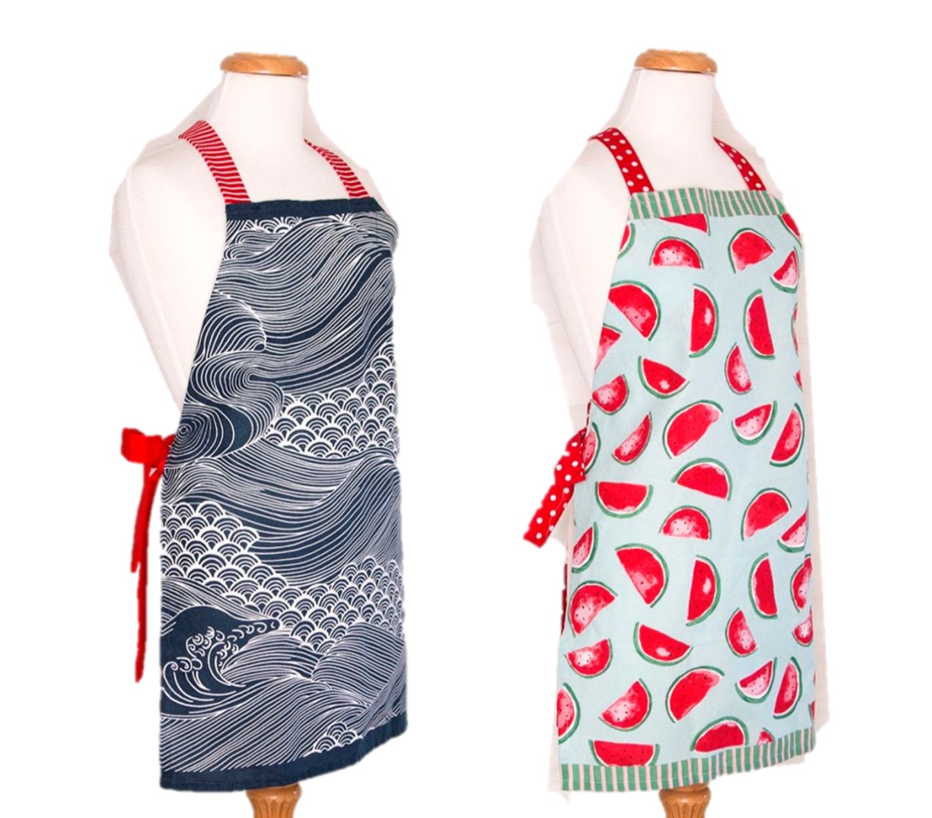 Two aprons on mannequins