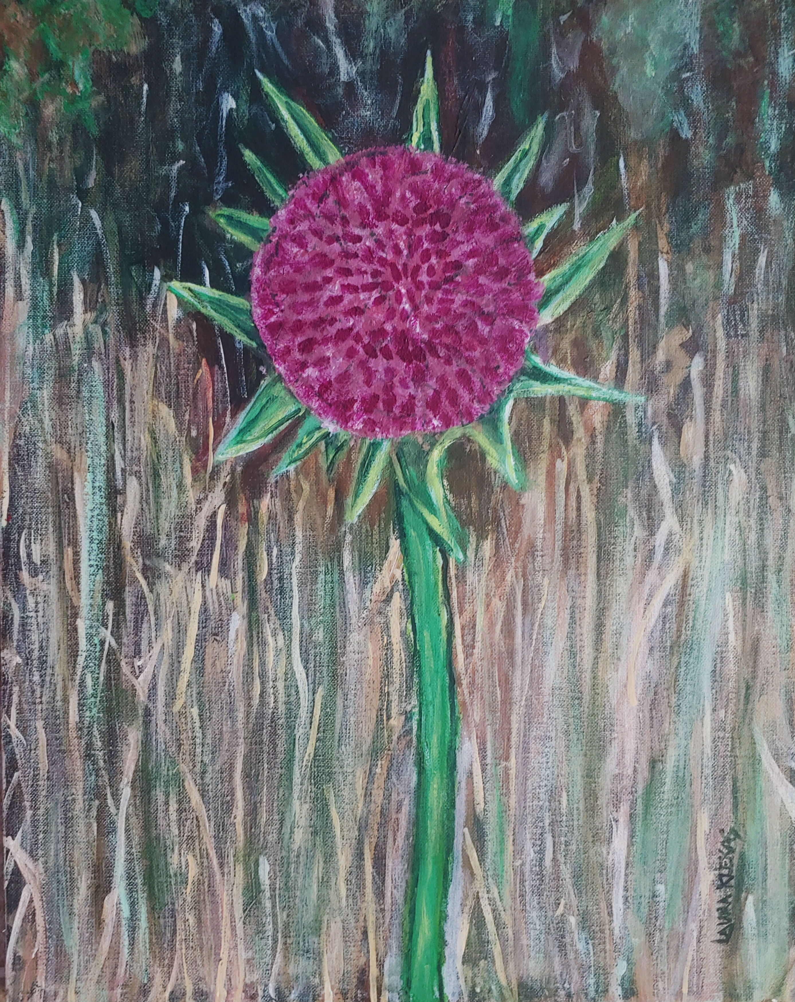 Image of a painting of milk Thistle by Laura Medlin
