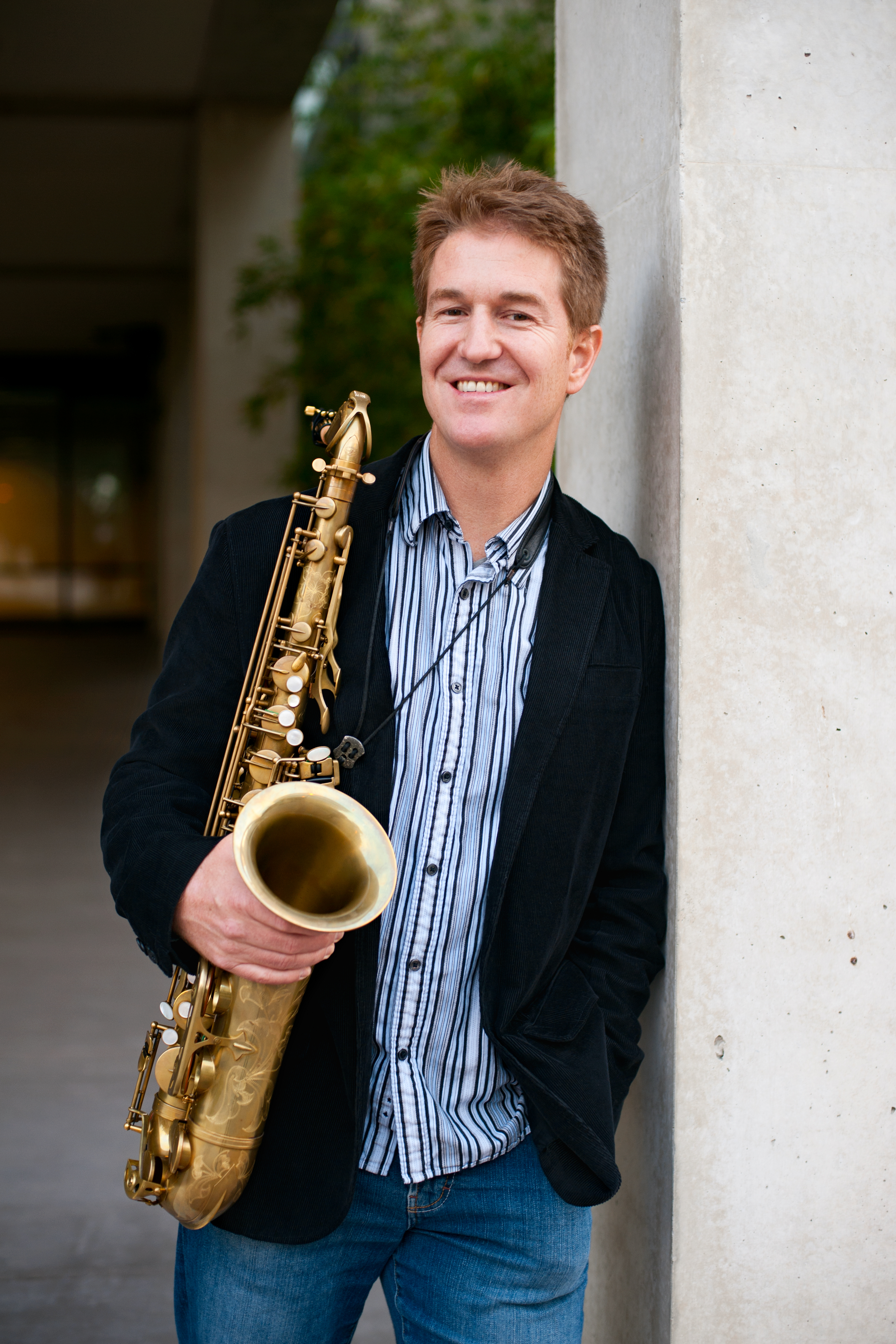 David Borgo holding saxophone