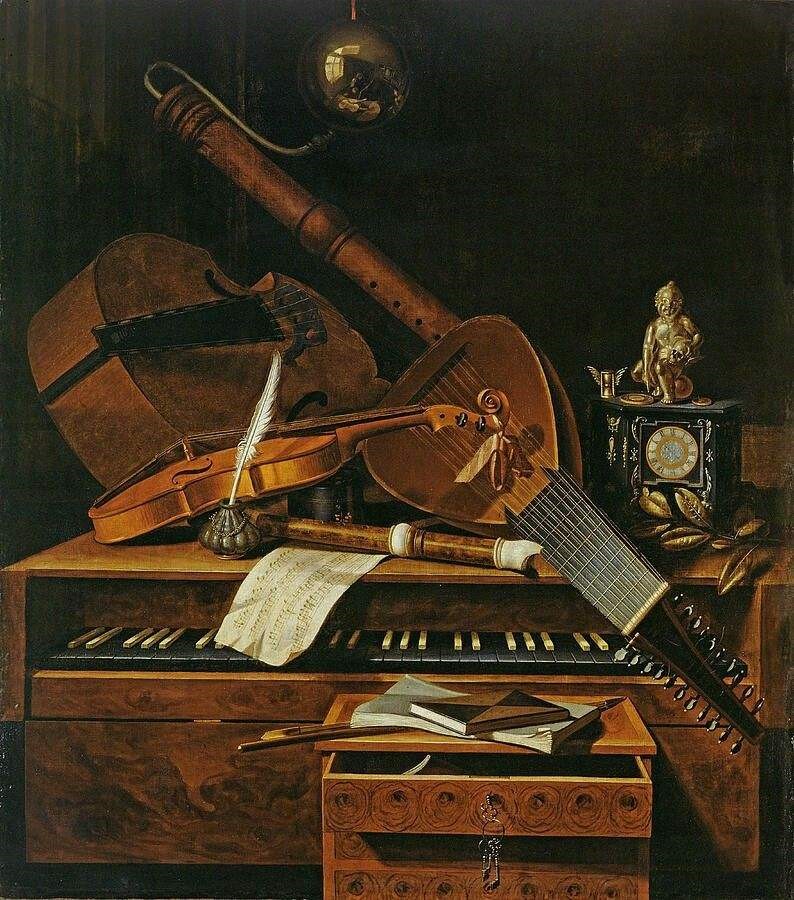   Still Life with Musical Instruments  By Pieter Gerritsz. van Roestraten