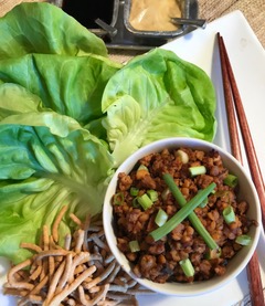 Asian lettuce wraps with chopsticks