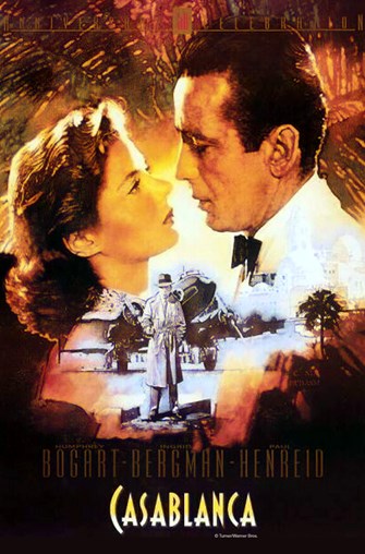 Poster for the film Casablanca, with Ingrid Bergman and Humphrey Bogart