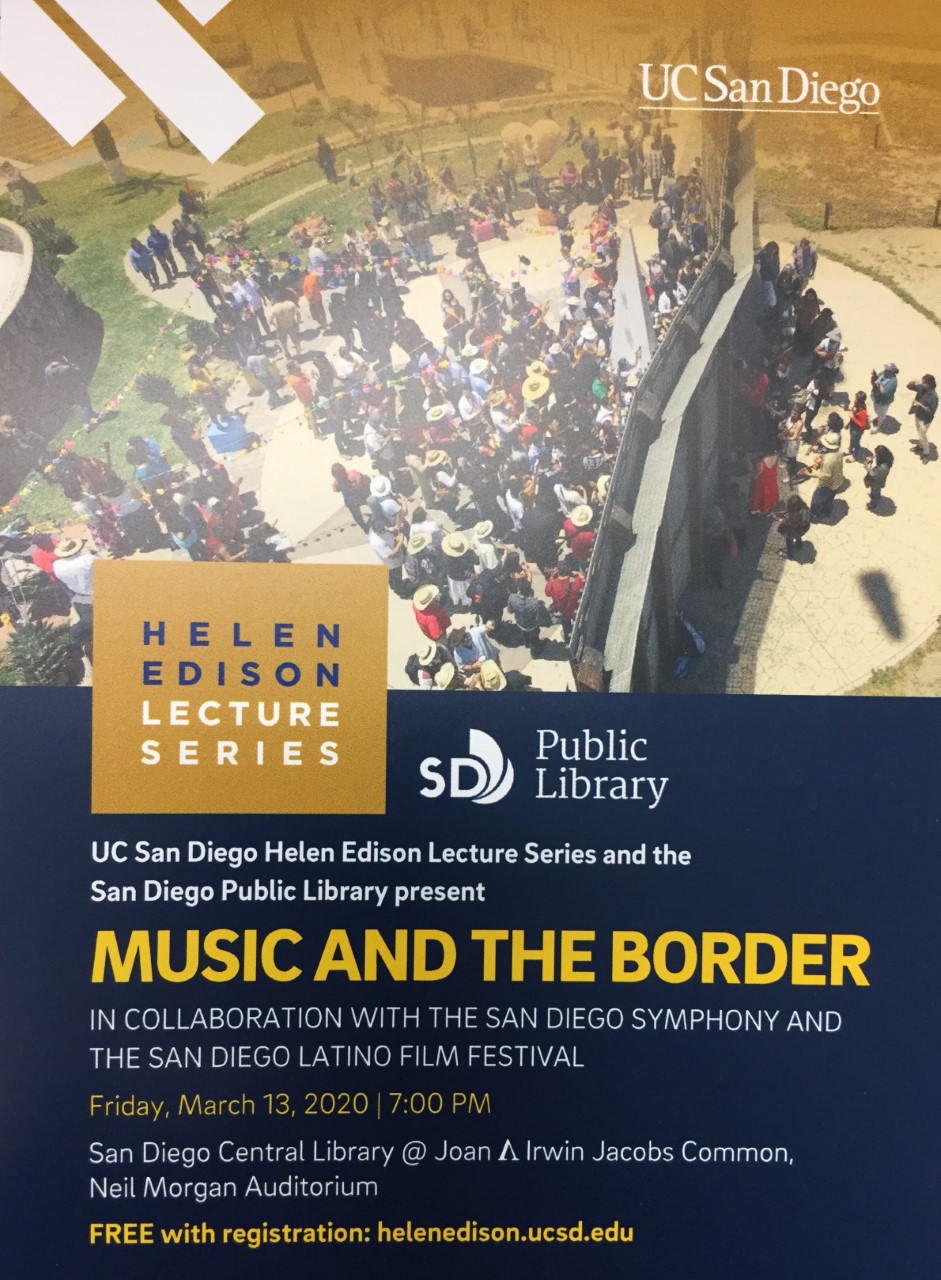 Image of border wall and event flyer