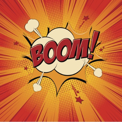 Comic style art of the word 'boom'