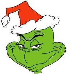 Grinch smirking with a santa hat