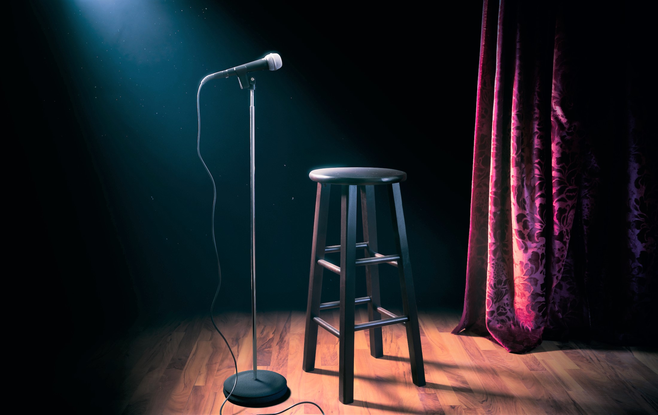 microphone and stool on a stage