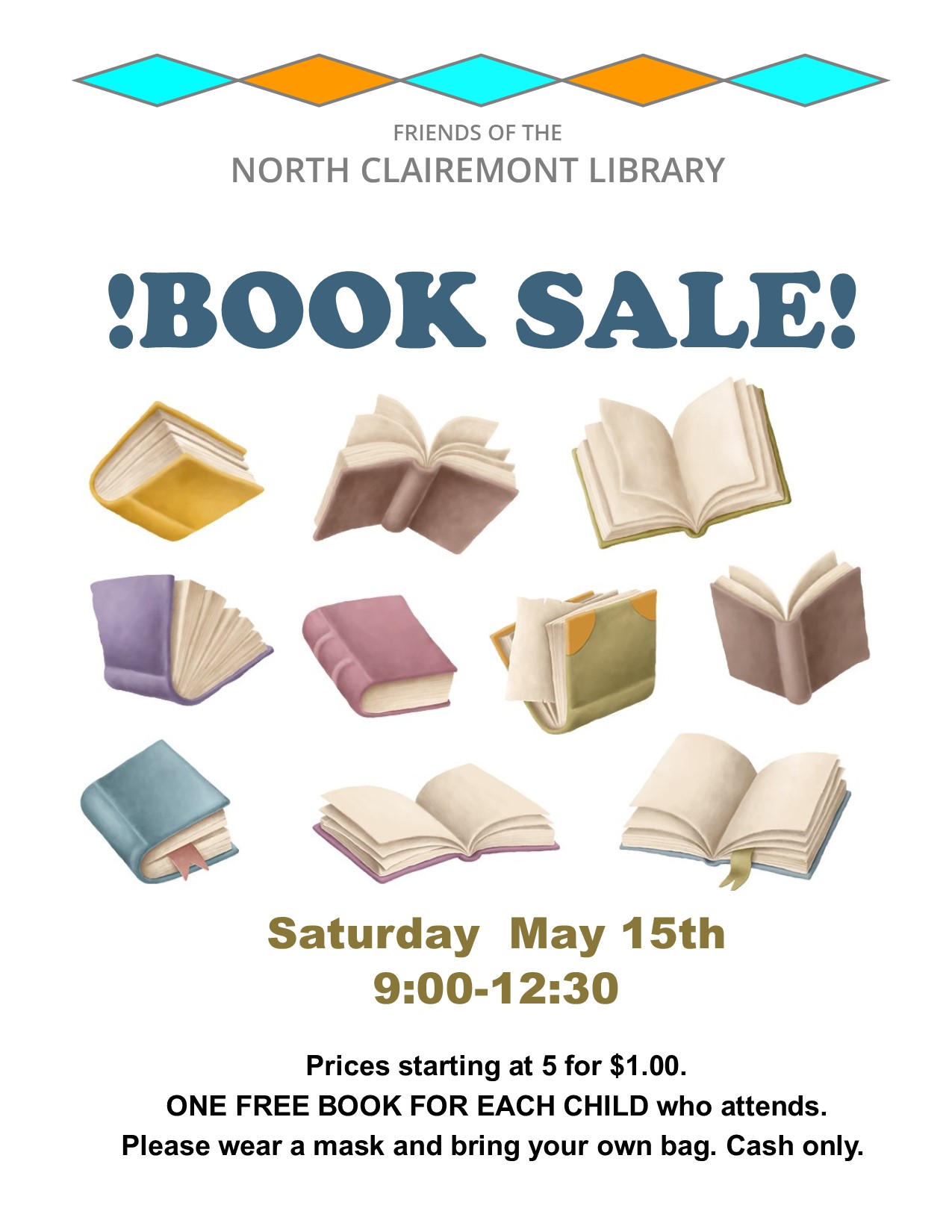 Book Sale, Saturday, May 15th, 9:00-12:30