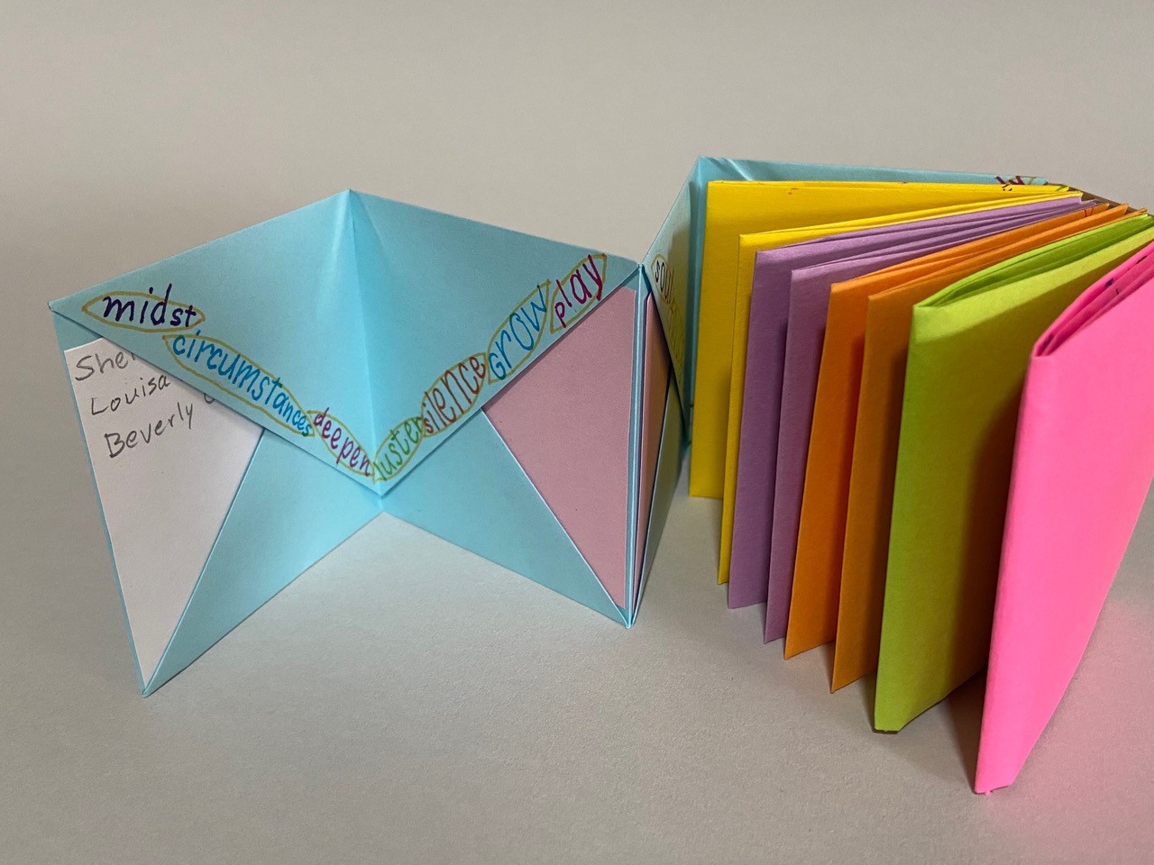Book made of colorful sheets of folded paper