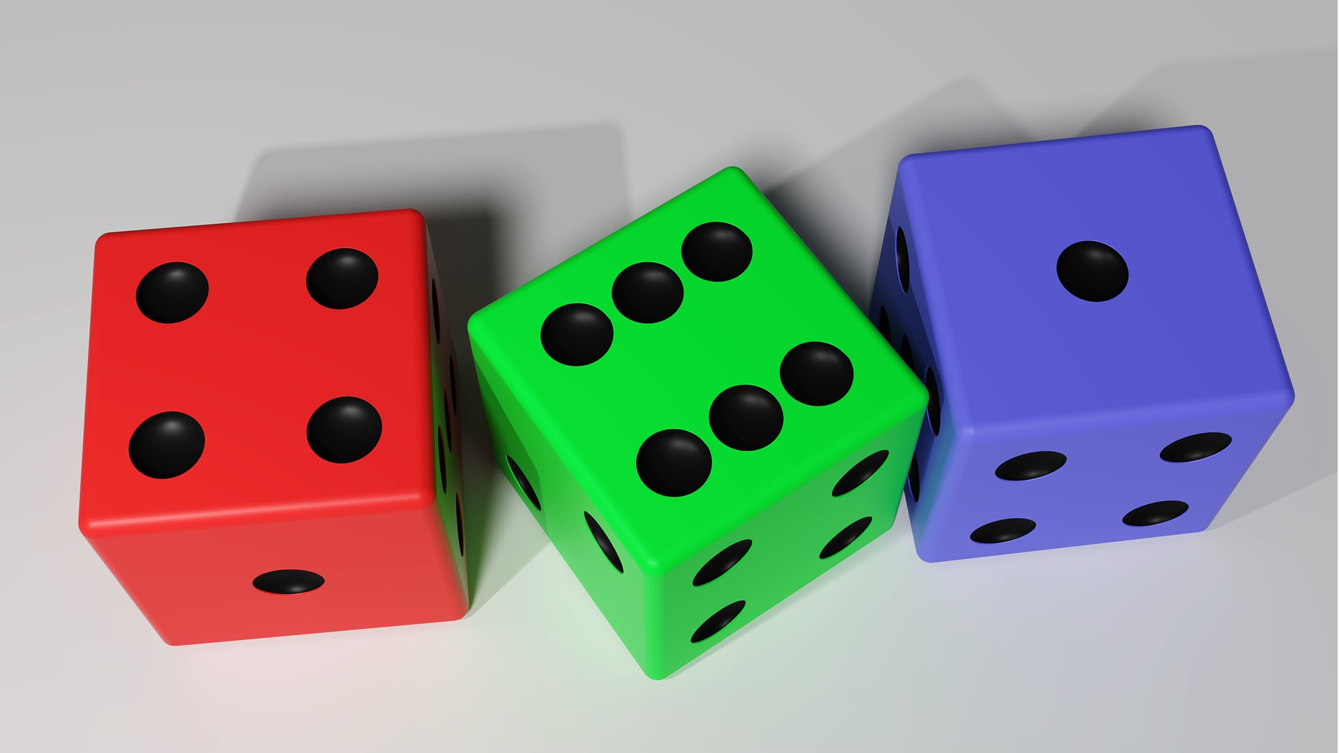3 colorful dice