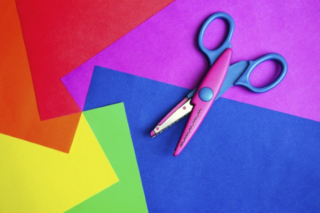 Colorful paper and scissors
