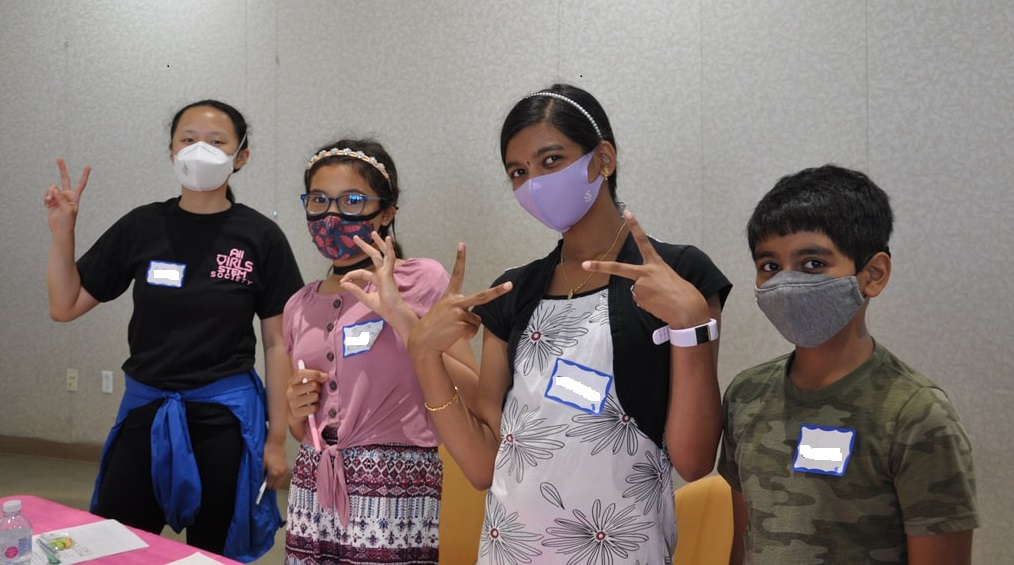 Four All Girls STEM Society program participants