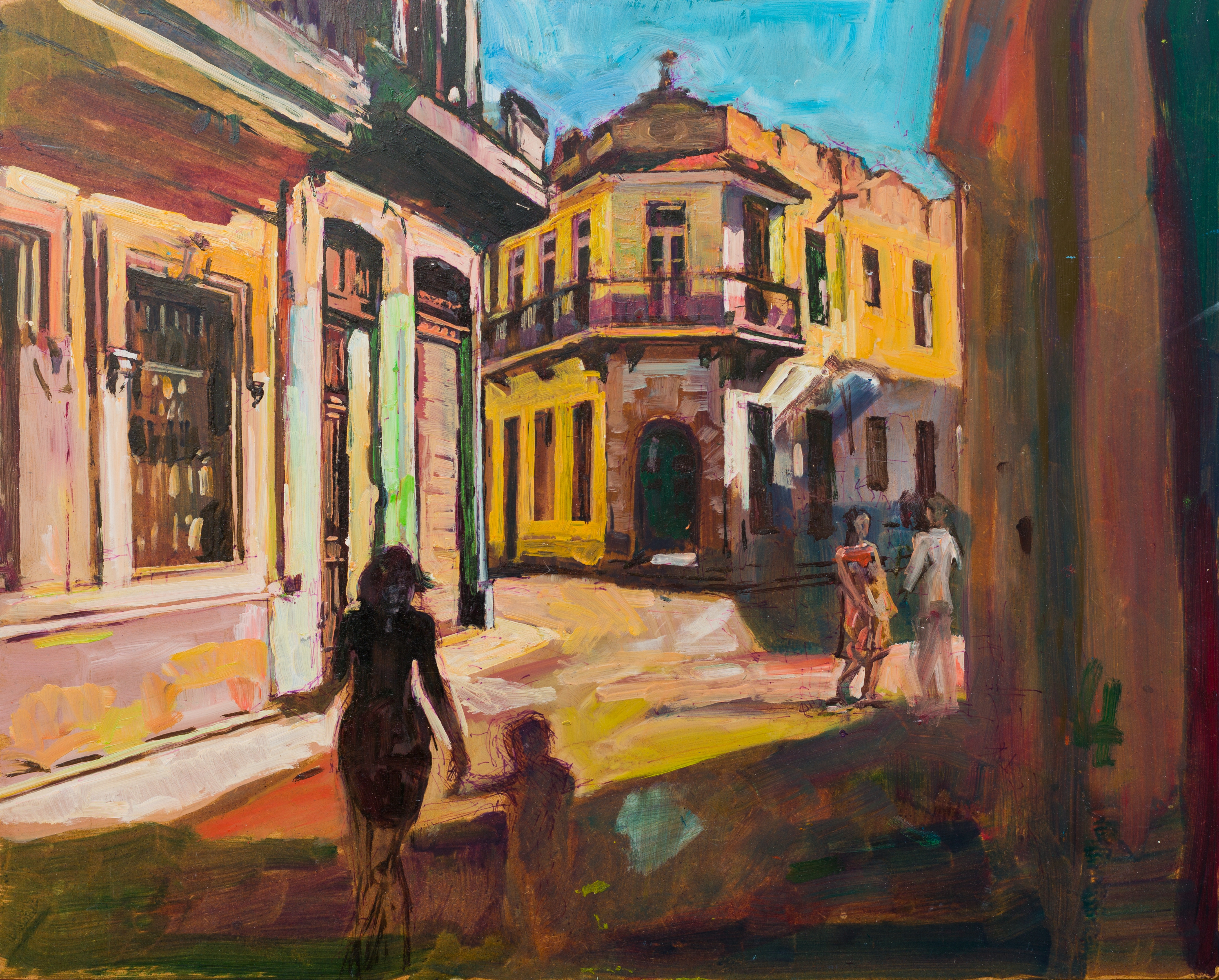 painting depicting a street in Cuba