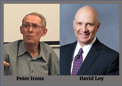 photo collage of Peter Irons and David Loy