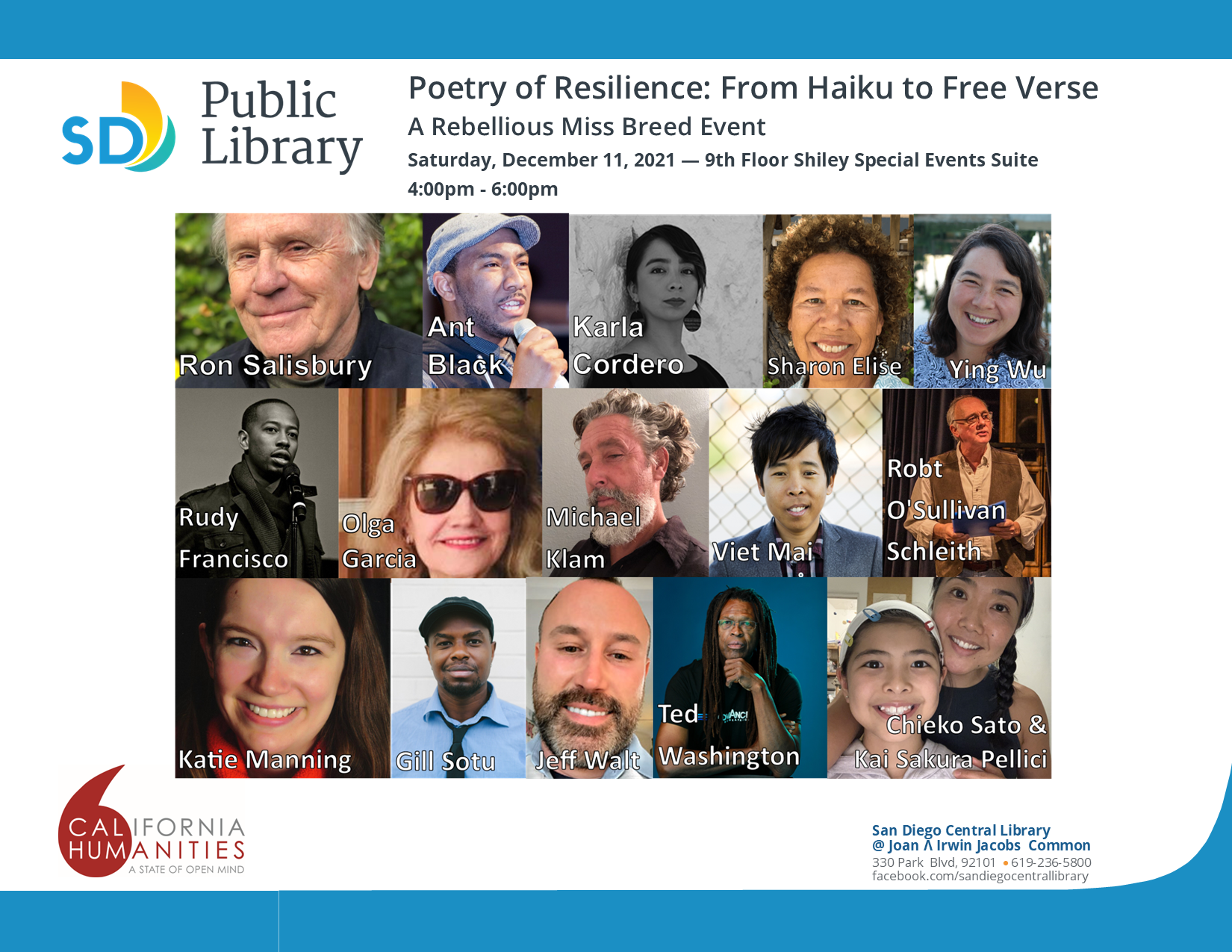 Photo collage of 15 local poets