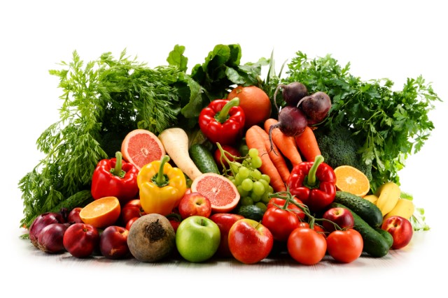 photograph of fruits and vegetables in color