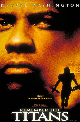 Poster for the 2000 film "Remember the Titans" with picture of Denzel Washington