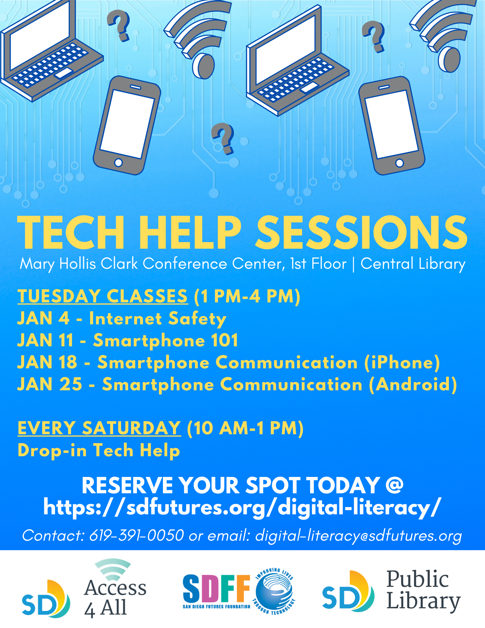 Tech Help Session Flyer for January 2022