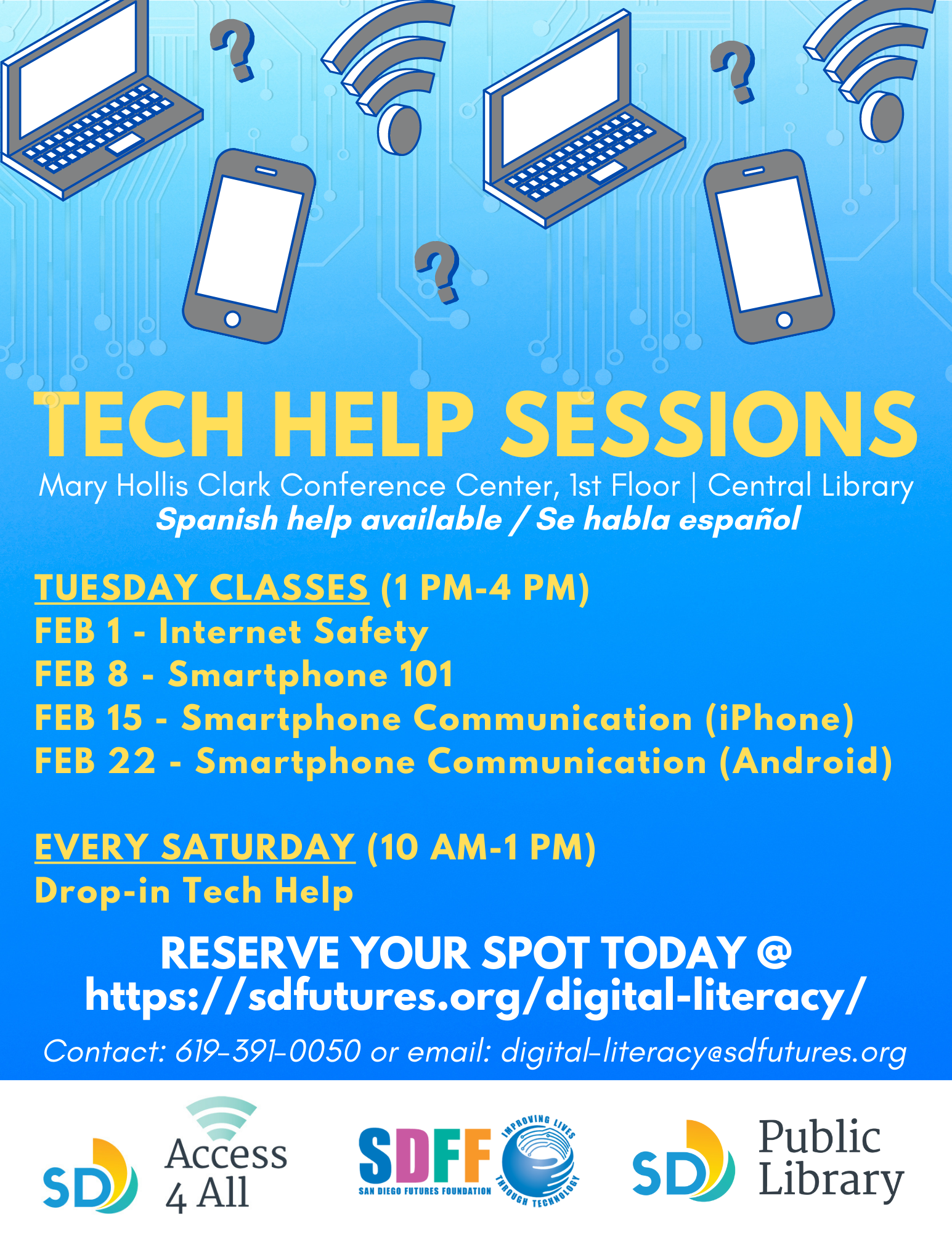 Tech Help Session Flyer for February 2022
