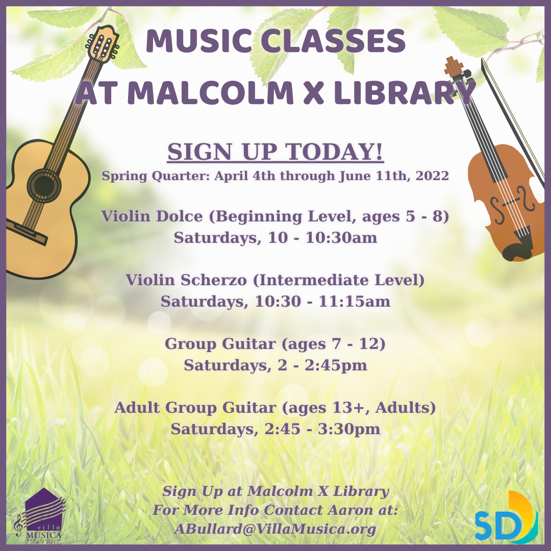 Guitar and violin with class description text