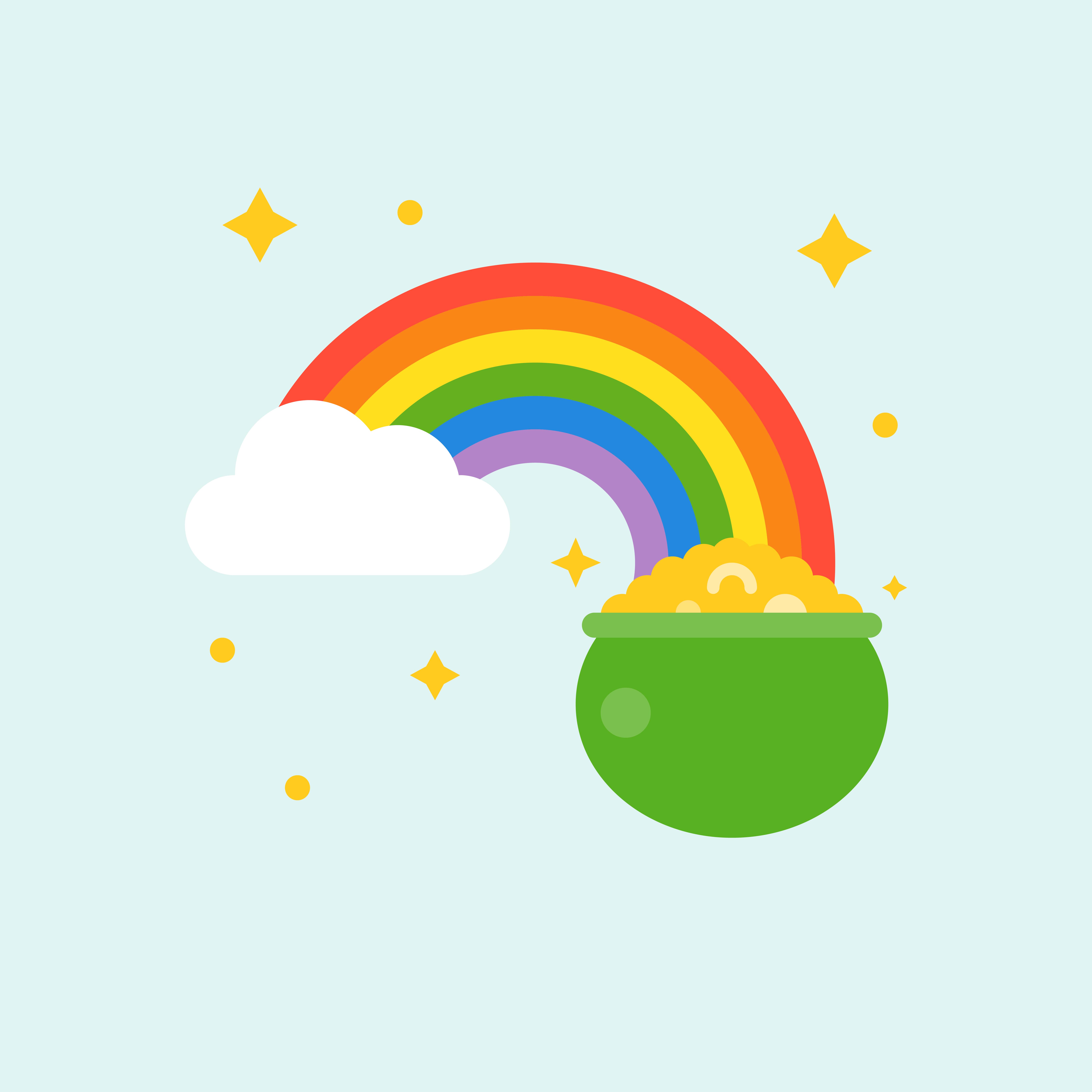 Rainbow and pot of gold