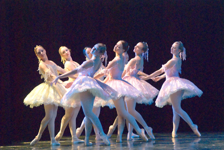 Young ballet dancers performing
