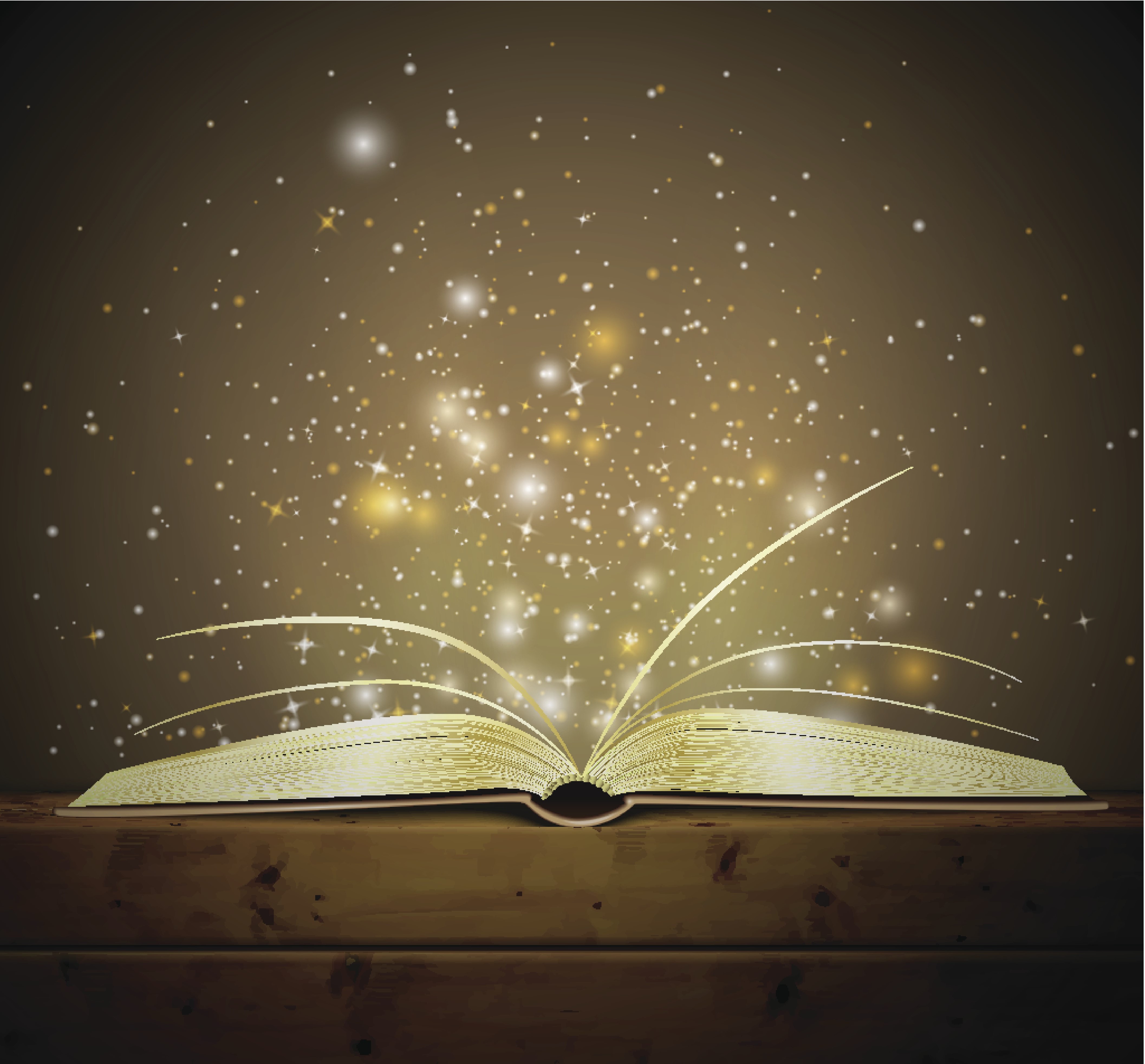 Open book with sparkles