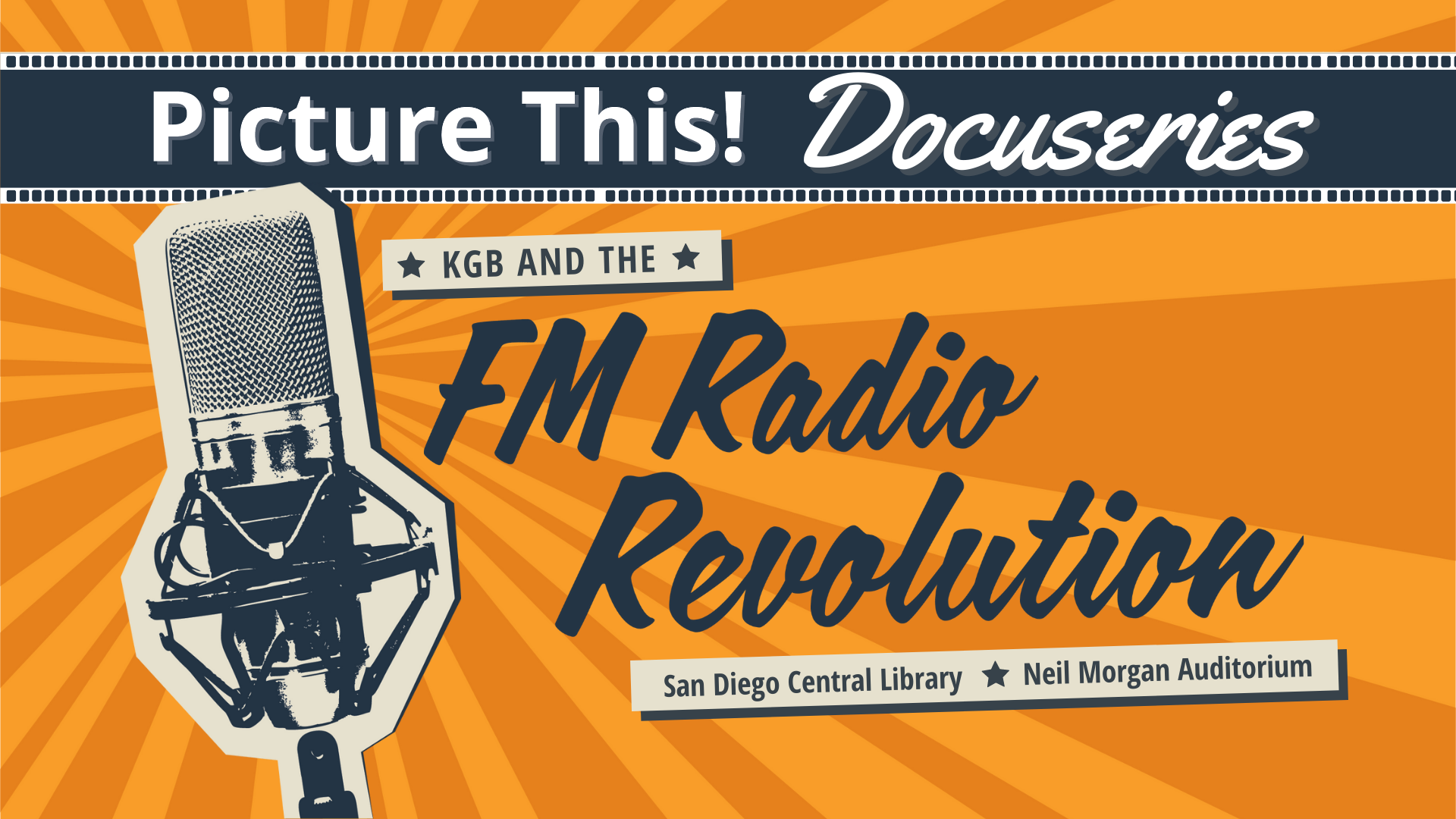 KGB and the FM Radio Revolution poster with microphone image.