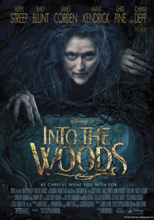 Poster for Into the Woods, with Meryl Streep as a witch