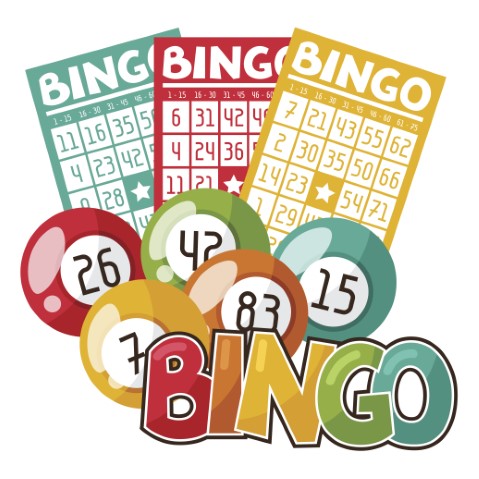 colorful illustration of bingo cards and number balls