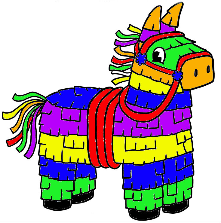 Picture of colorful horse piñata.