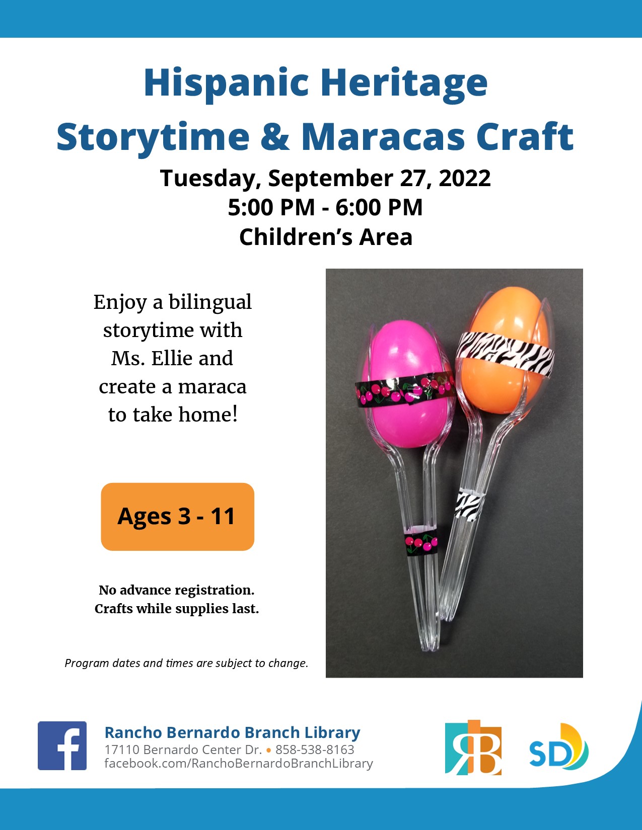 Hispanic Heritage Storytime and Maracas Craft