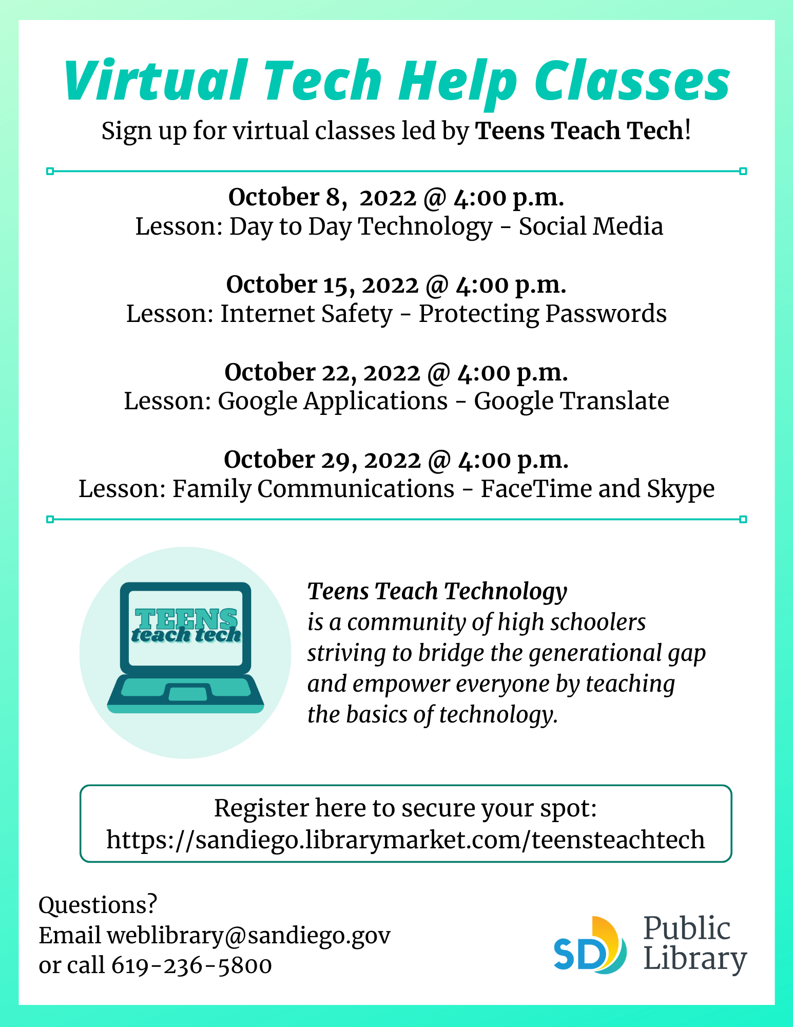 Teens Teach Tech Flyer