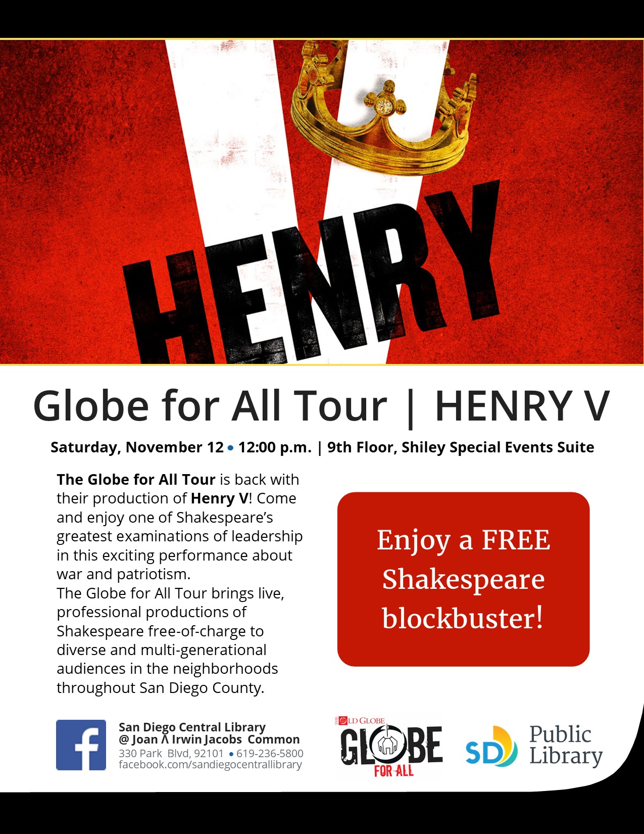 Flyer for 2022 Globe for All: Henry V