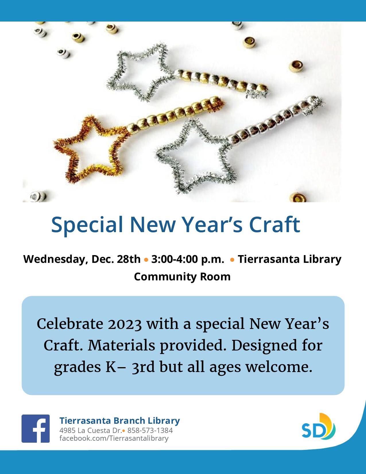 Flyer with an image of sparkly pipe-cleaner star wands  