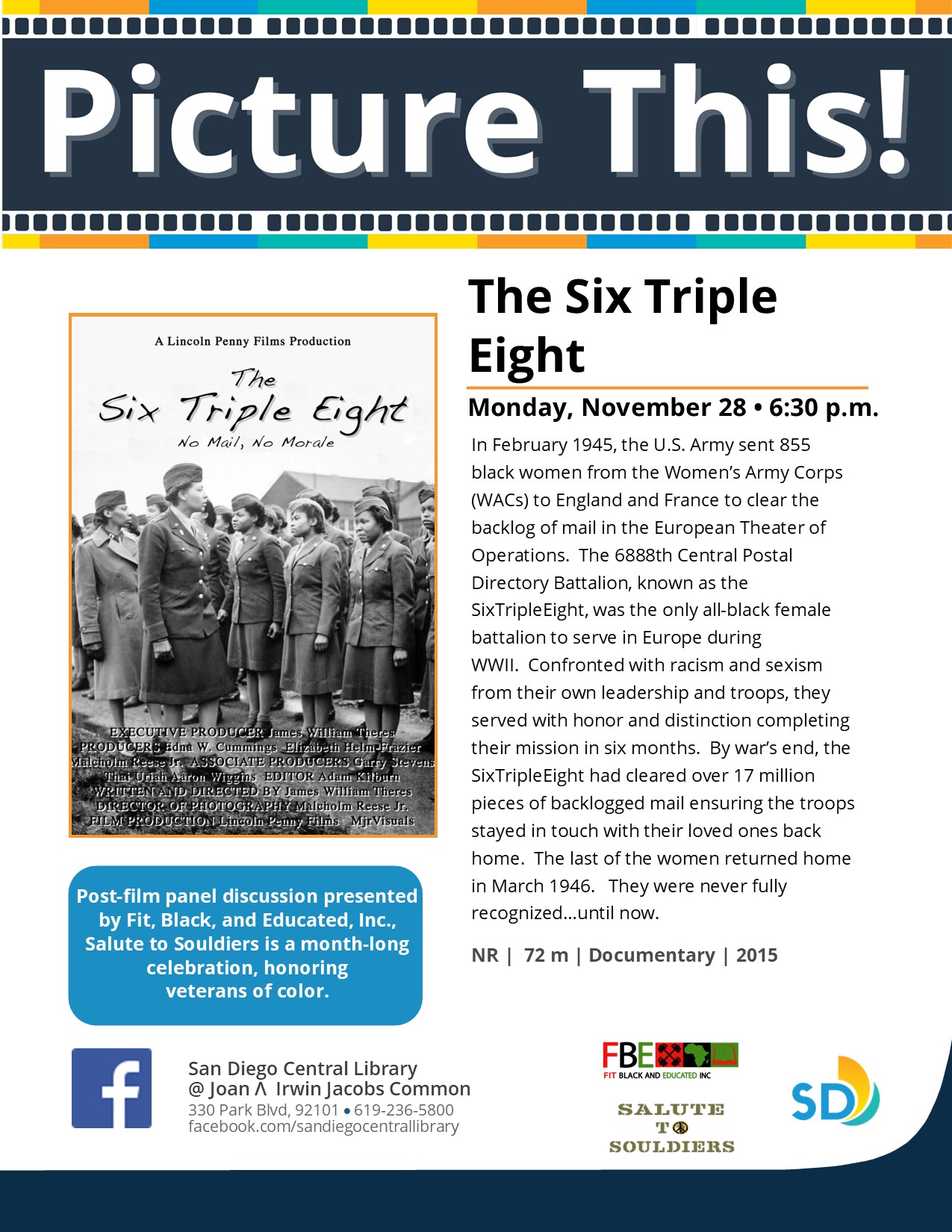 Flyer for screening of the film The Six Triple Eight.