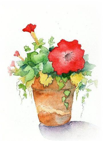 Flower Pot Watercolor