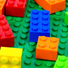 Colorful scattered lego bricks