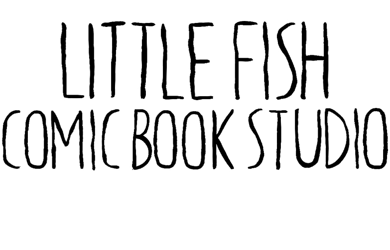 Little Fish Comic Book Studio in black letters on white background