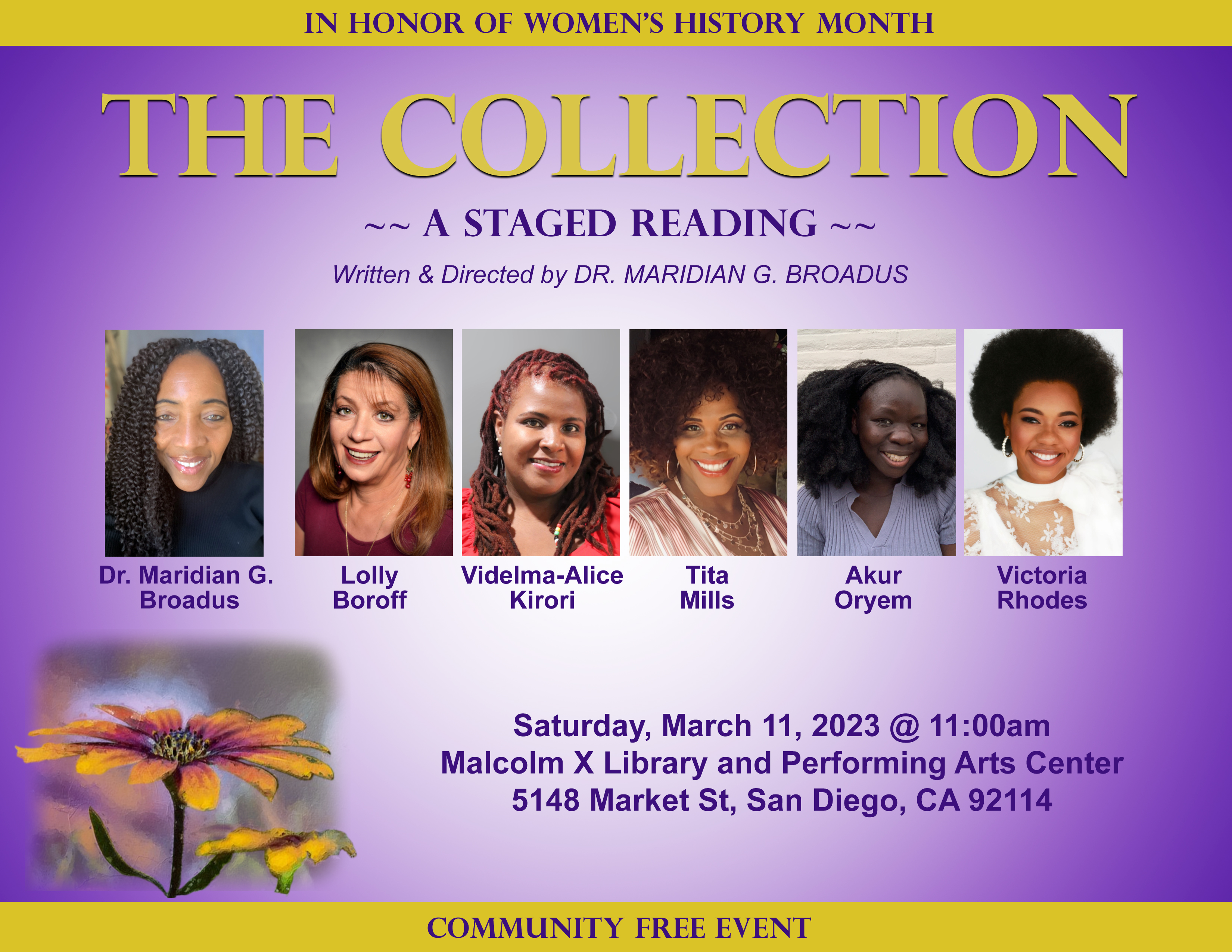 Text and pictures of the performers in The Collection, written and directed by Dr. Maridian G. Broadus.