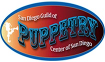 San Diego Guild of Puppetry Logo on orange background