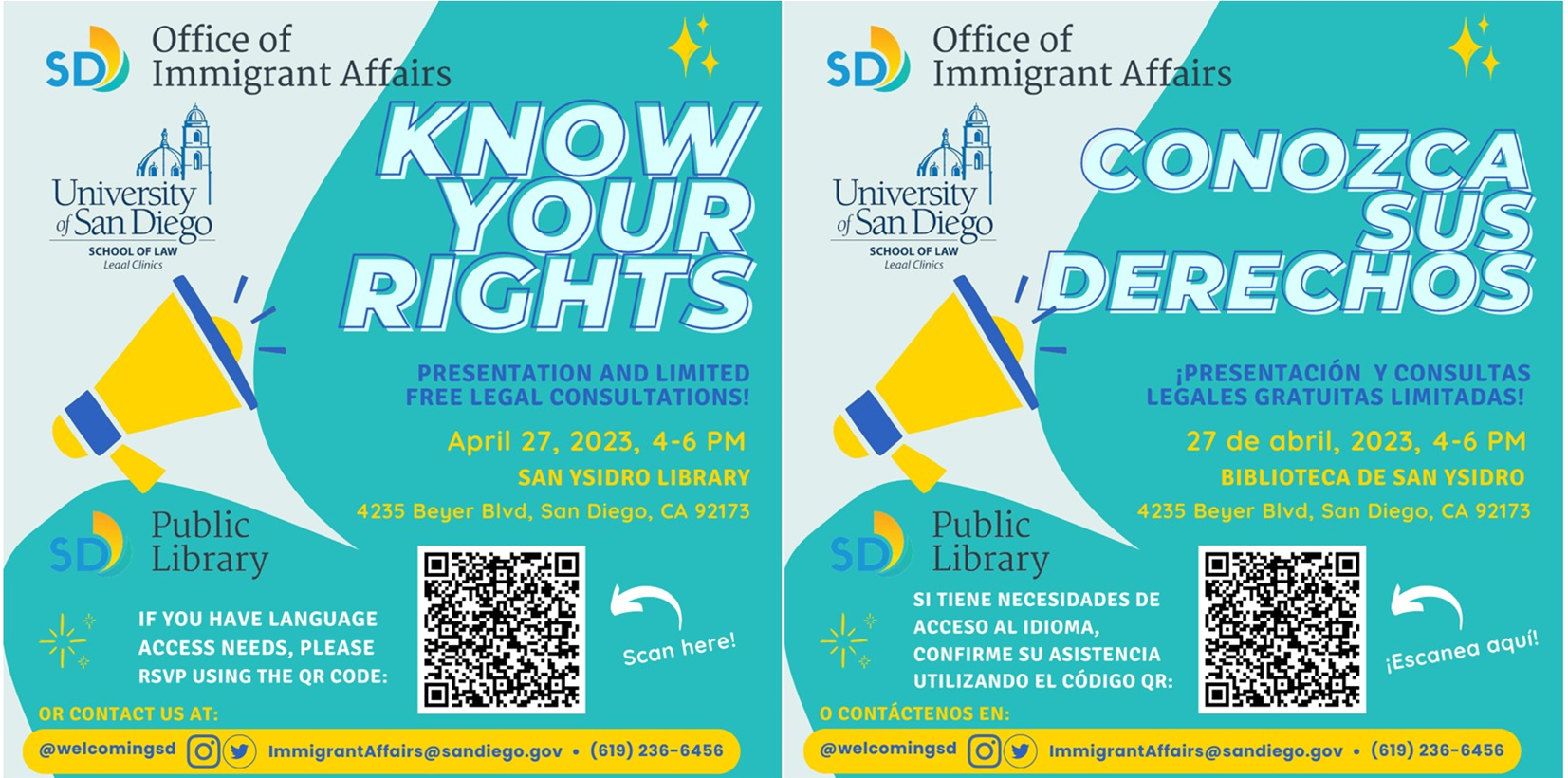 Flyer event for Know Your Rights event by the Office of Immigrant Affairs