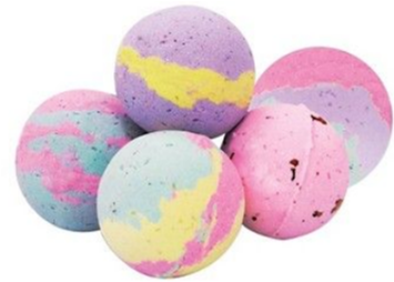 Pastel multi-colored bath bombs